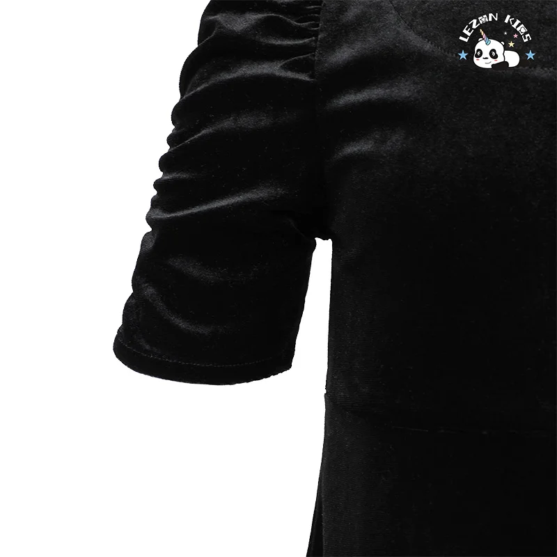 LEZONKIDS - OEM Customizable Fashionable Girls Prom Dresses O-Neck Short Sleeves A-Line Long Girl Dress